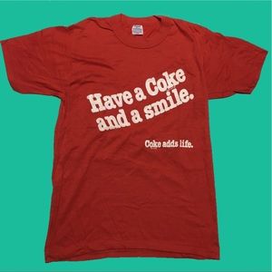 1980s "Have a Coke and a Smile" 50/50 Red T Shirt